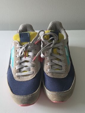 Puma Kids Navy, Gray & Yellow Runner with Teal Accent